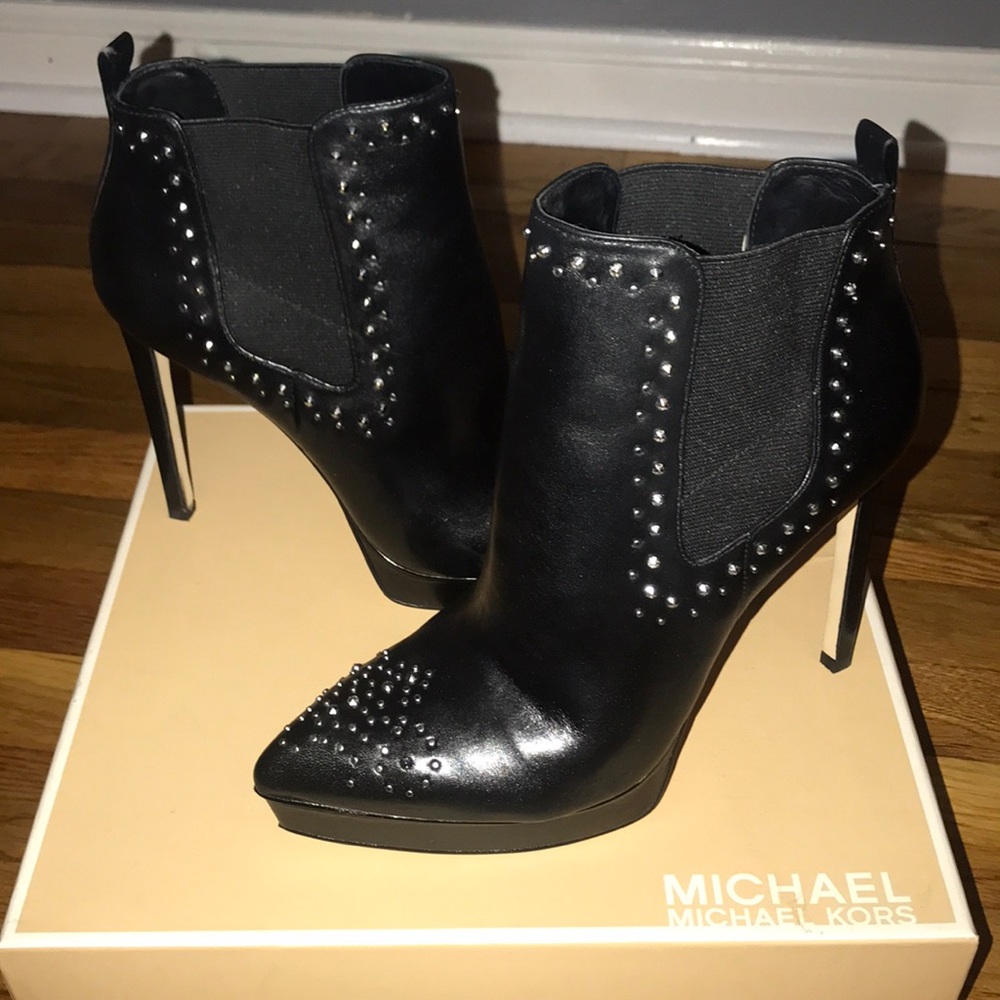 Michael Kors studded platform leather booties